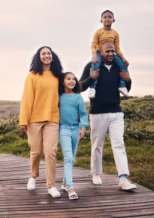 Young family walking fancy card 540x767