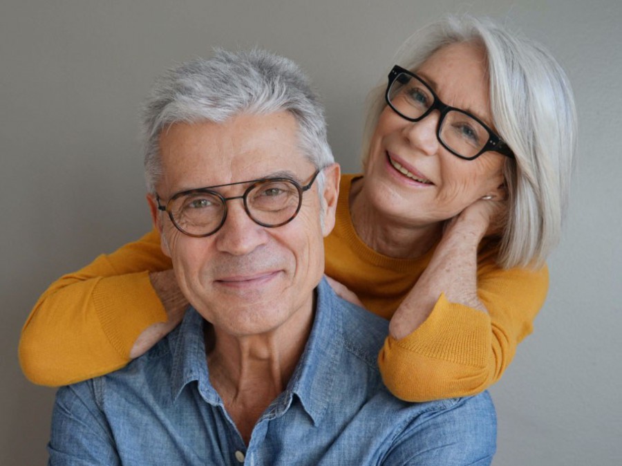 Old couple smiling